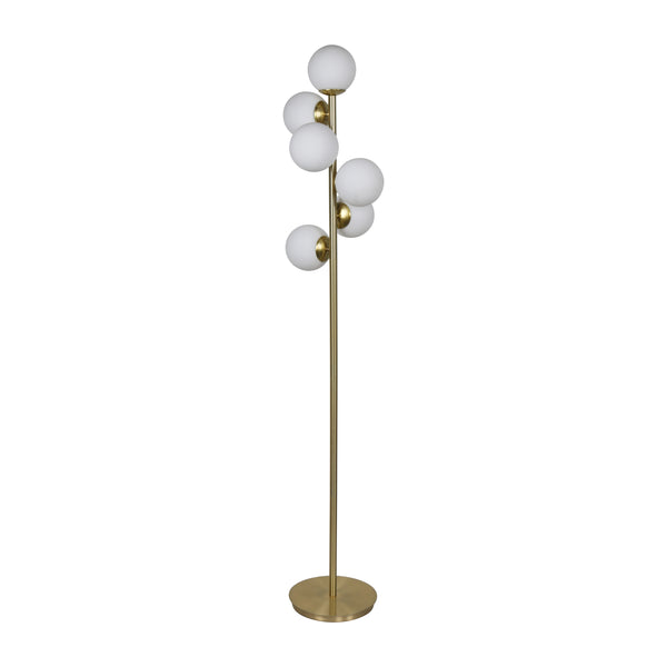 Glass 72" Frosted Globe Floor Lamp, Gold