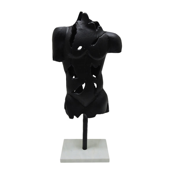 Metal, 16" Cracked Bust On Stand, Black