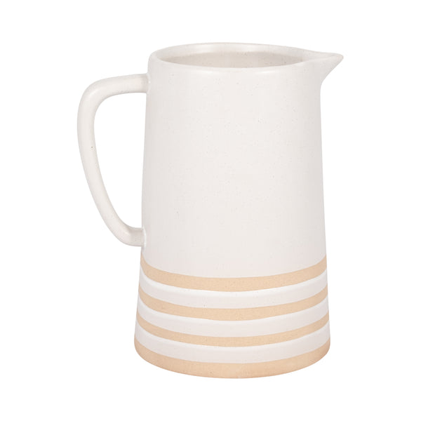 Cer, 8" Pitcher With Lines, Ivory