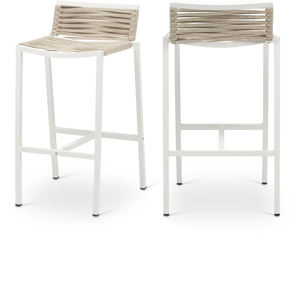 Maldives Cream Rope Fabric Outdoor Patio Barstool