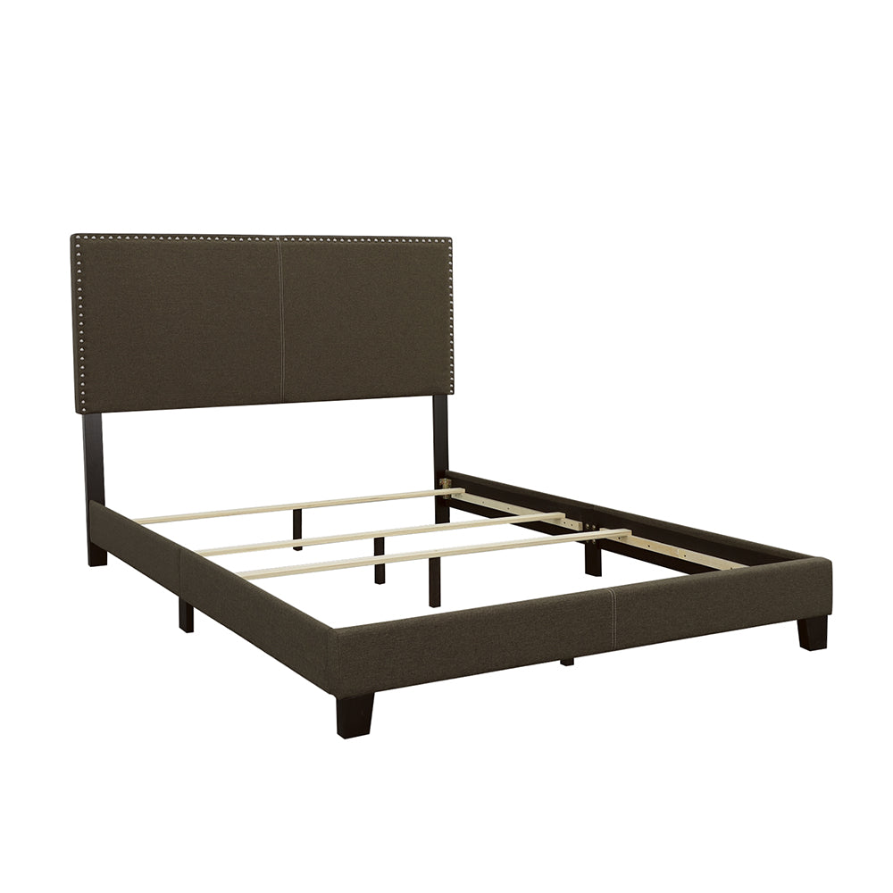 Boyd Queen Upholstered Bed with Nailhead Trim Charcoal