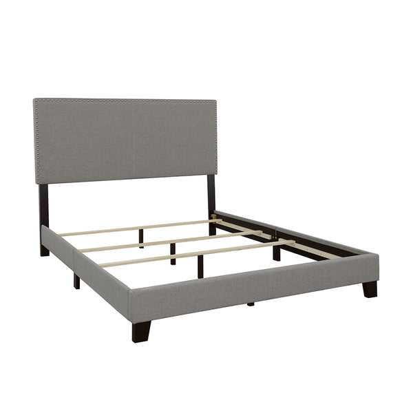 Boyd Queen Upholstered Bed with Nailhead Trim Grey