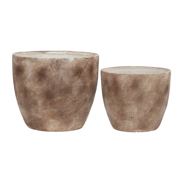 Resin, S/2 17/20" Textured Planters, Brown