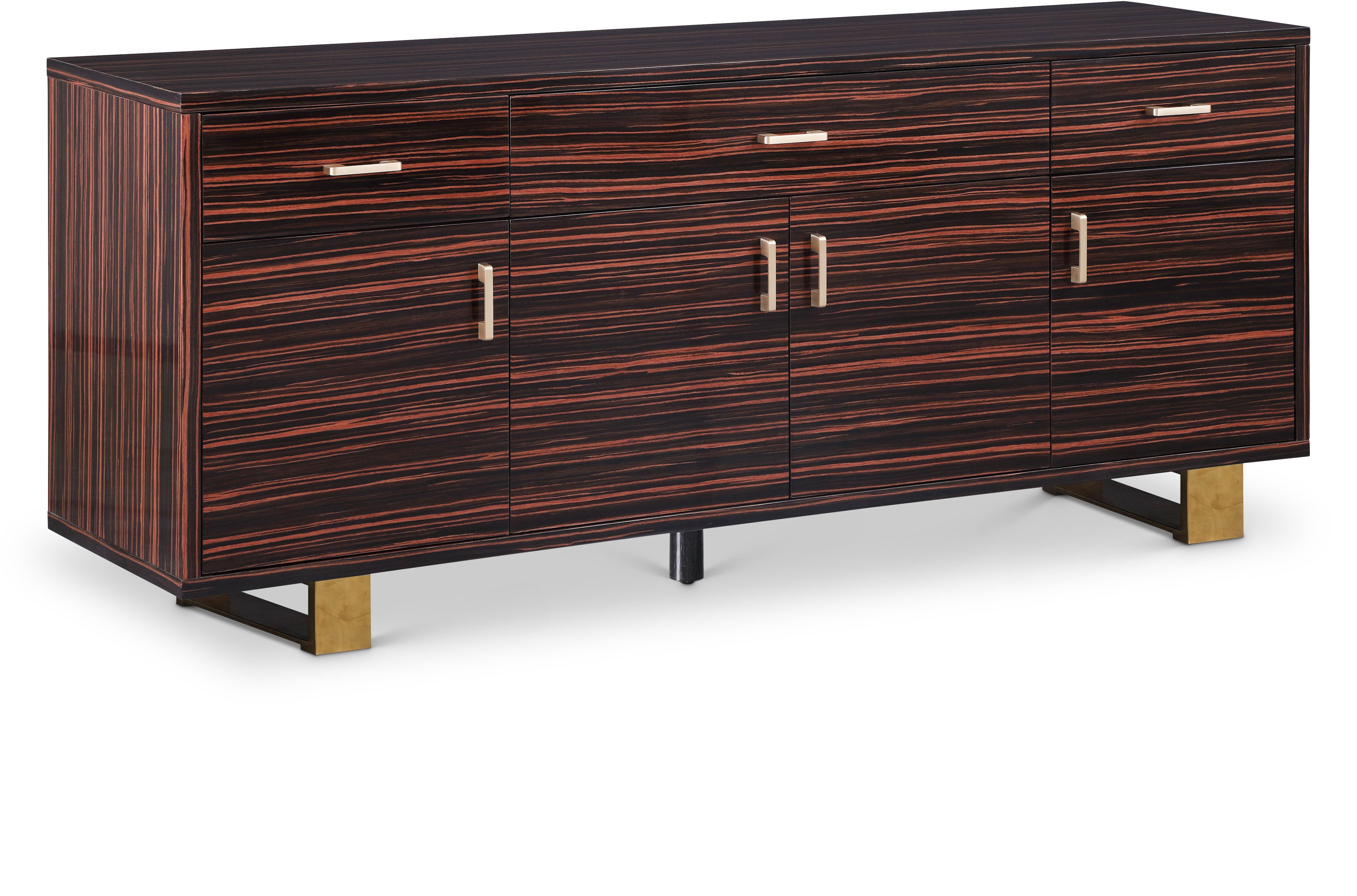 Excel Brown Zebra Wood Veneer Lacquer Sideboard/Buffet