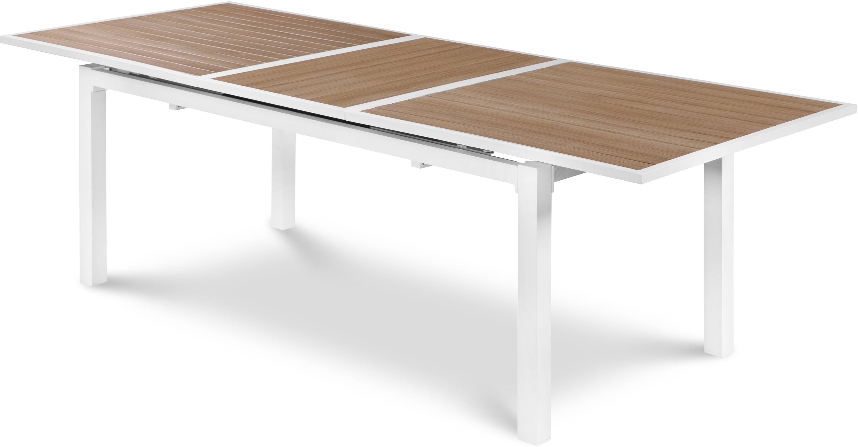 Nizuc Brown Wood Look Accent Paneling Outdoor Patio Extendable Aluminum Dining Table