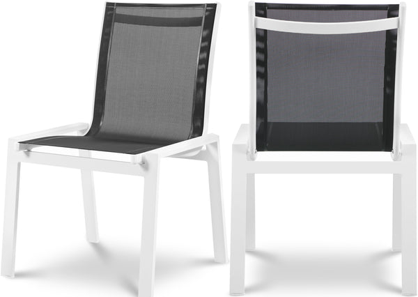 Nizuc Black Mesh Water Resistant Fabric Outdoor Patio Aluminum Mesh Dining Chair