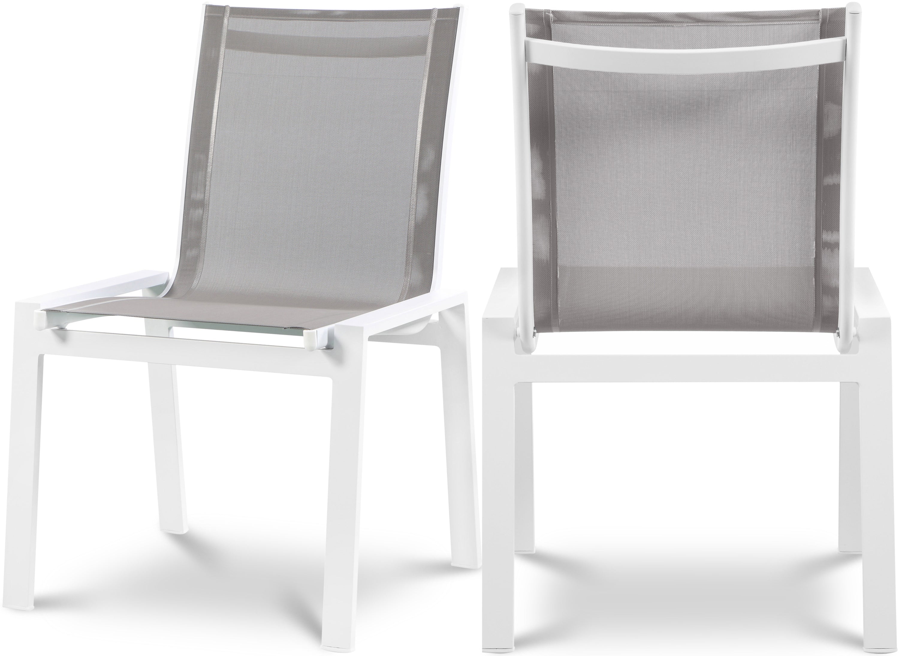 Nizuc Grey Mesh Water Resistant Fabric Outdoor Patio Aluminum Mesh Dining Chair