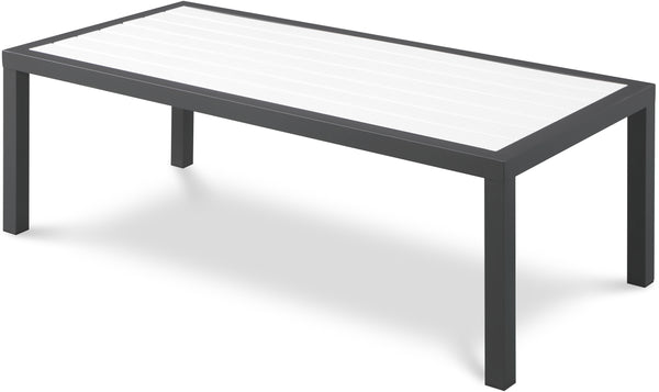 Nizuc White Wood Look Accent Paneling Outdoor Patio Aluminum Coffee Table