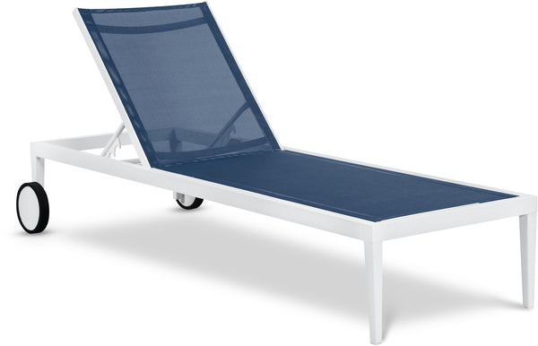 Nizuc Navy Mesh Water Resistant Fabric Outdoor Patio Aluminum Mesh Chaise Lounge Chair