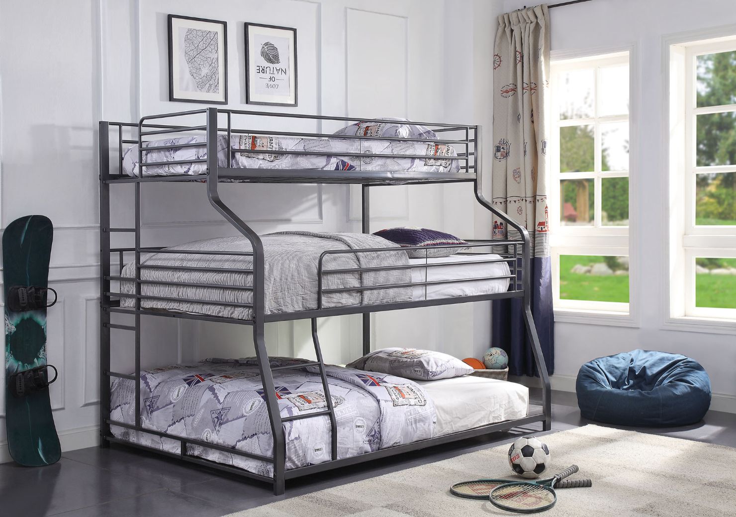 Caius II Triple Bunk Bed - Twin/Full/Queen