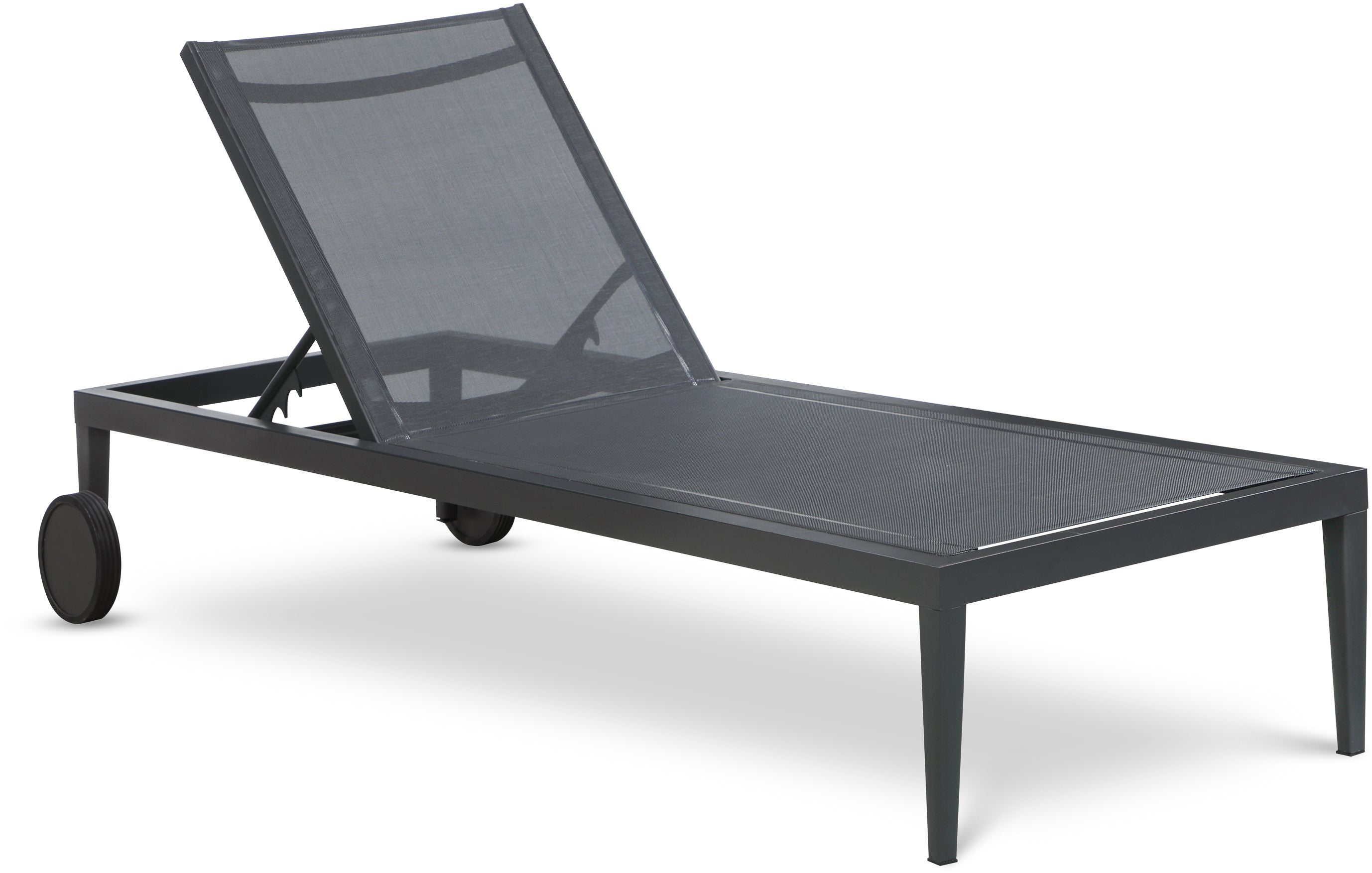 Nizuc Black Mesh Water Resistant Fabric Outdoor Patio Aluminum Mesh Chaise Lounge Chair