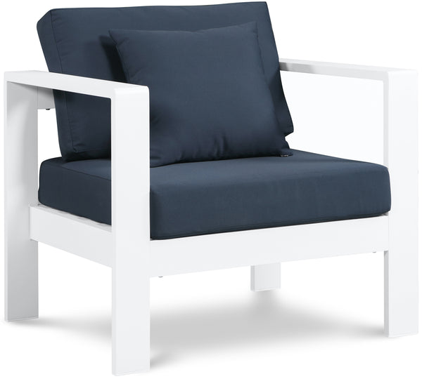 Nizuc Navy Water Resistant Fabric Outdoor Patio Aluminum Arm Chair