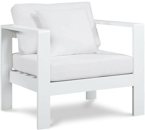 Nizuc White Water Resistant Fabric Outdoor Patio Aluminum Arm Chair