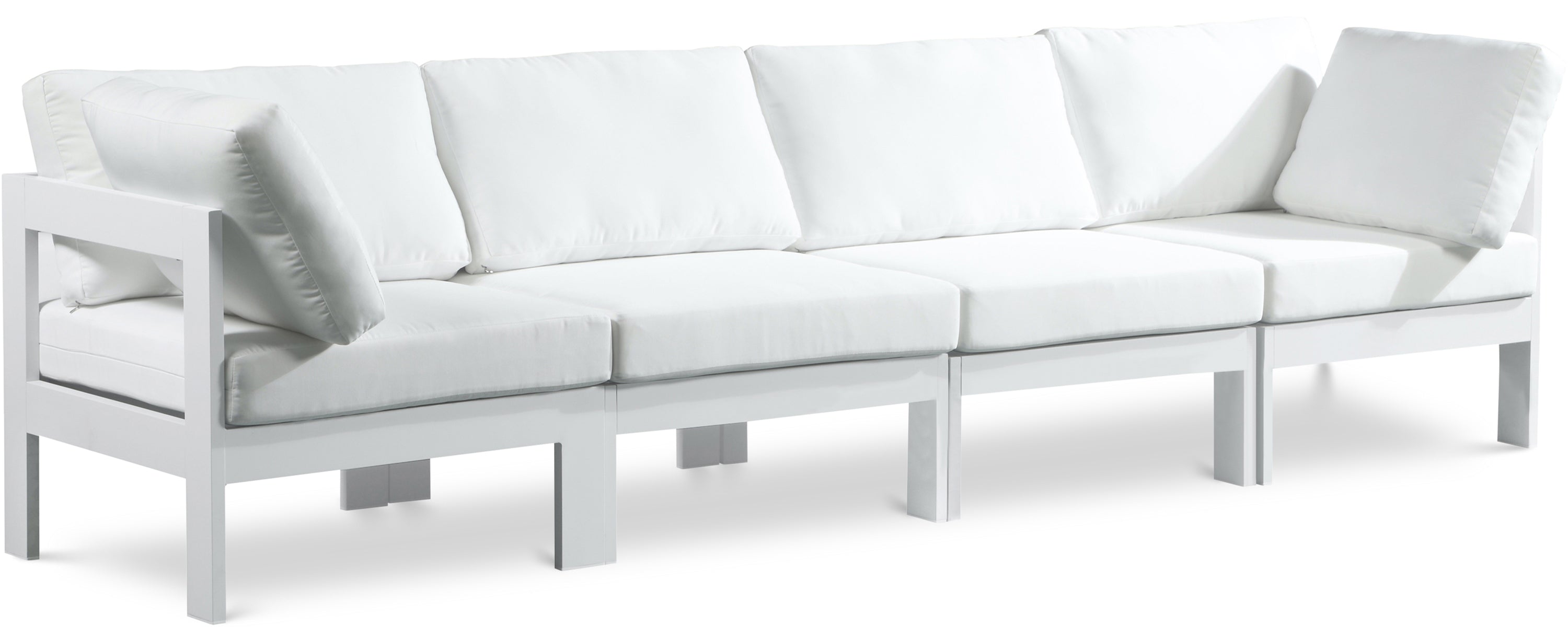 Nizuc White Water Resistant Fabric Outdoor Patio Modular Sofa