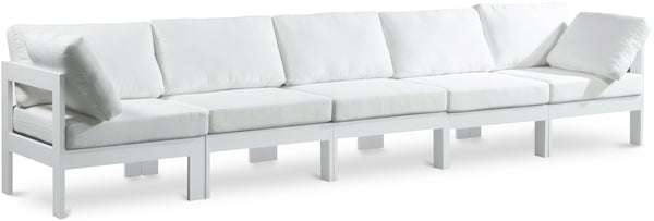 Nizuc White Water Resistant Fabric Outdoor Patio Modular Sofa