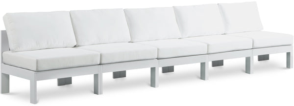 Nizuc White Water Resistant Fabric Outdoor Patio Modular Sofa