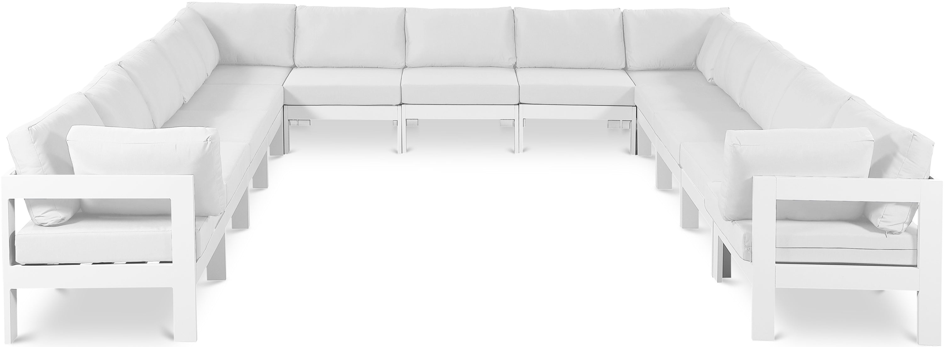 Nizuc White Water Resistant Fabric Outdoor Patio Modular Sectional