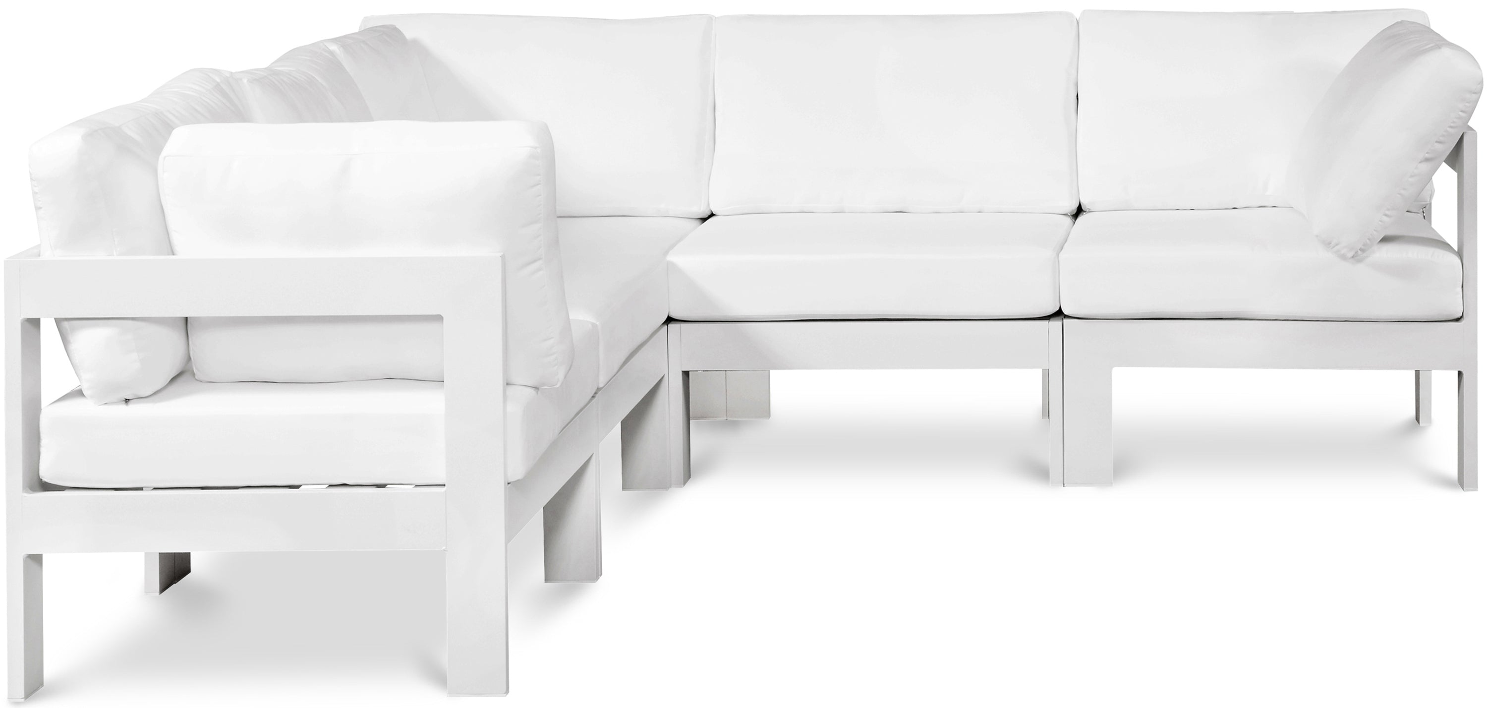 Nizuc White Water Resistant Fabric Outdoor Patio Modular Sectional