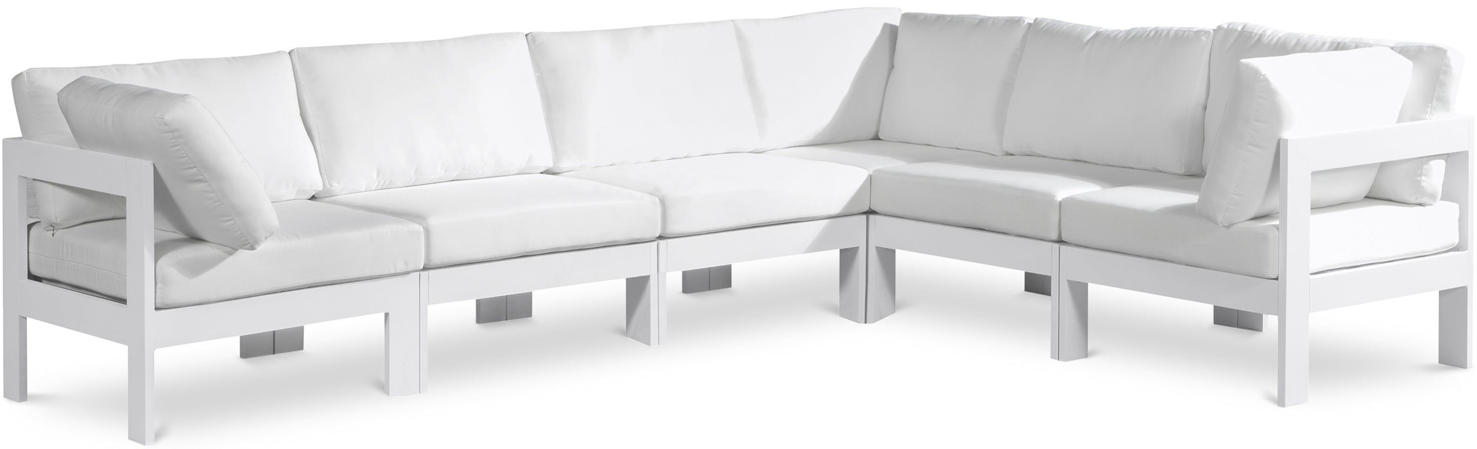 Nizuc White Water Resistant Fabric Outdoor Patio Modular Sectional