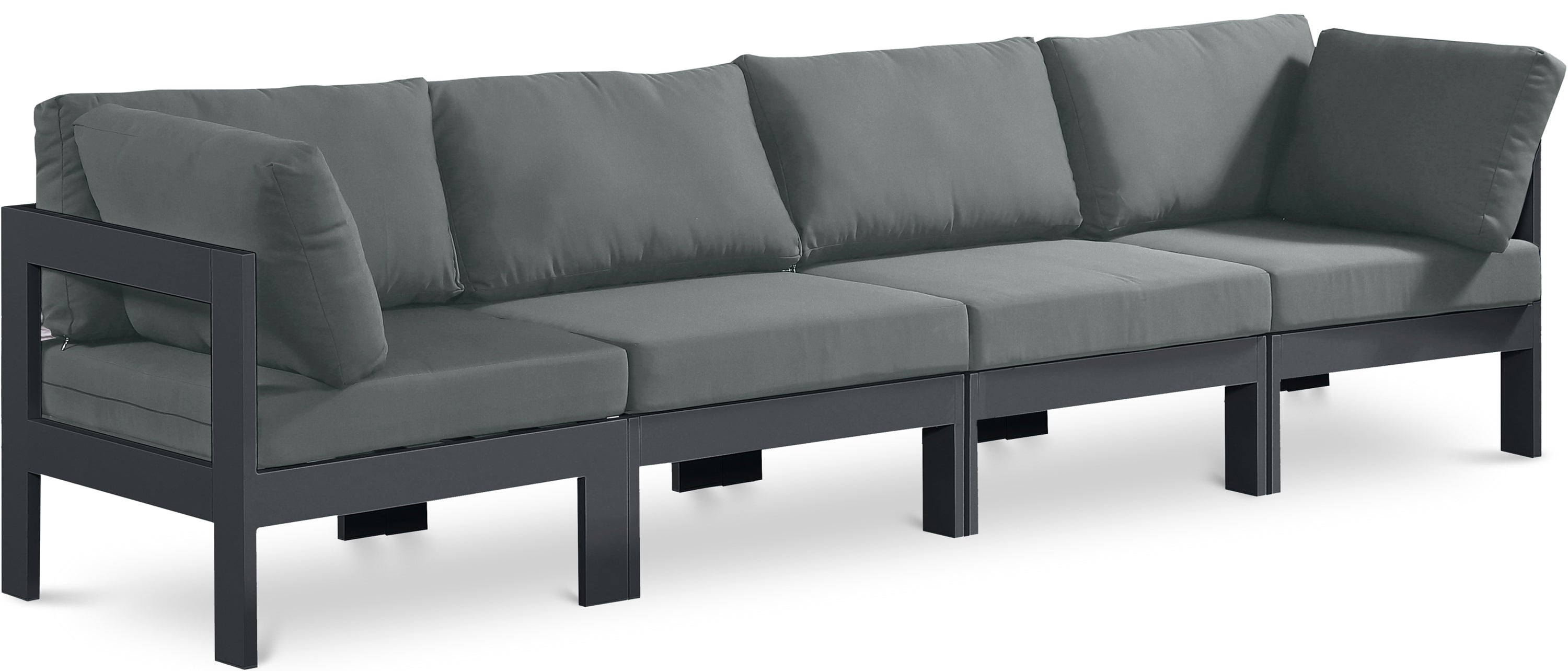 Nizuc Grey Water Resistant Fabric Outdoor Patio Modular Sofa