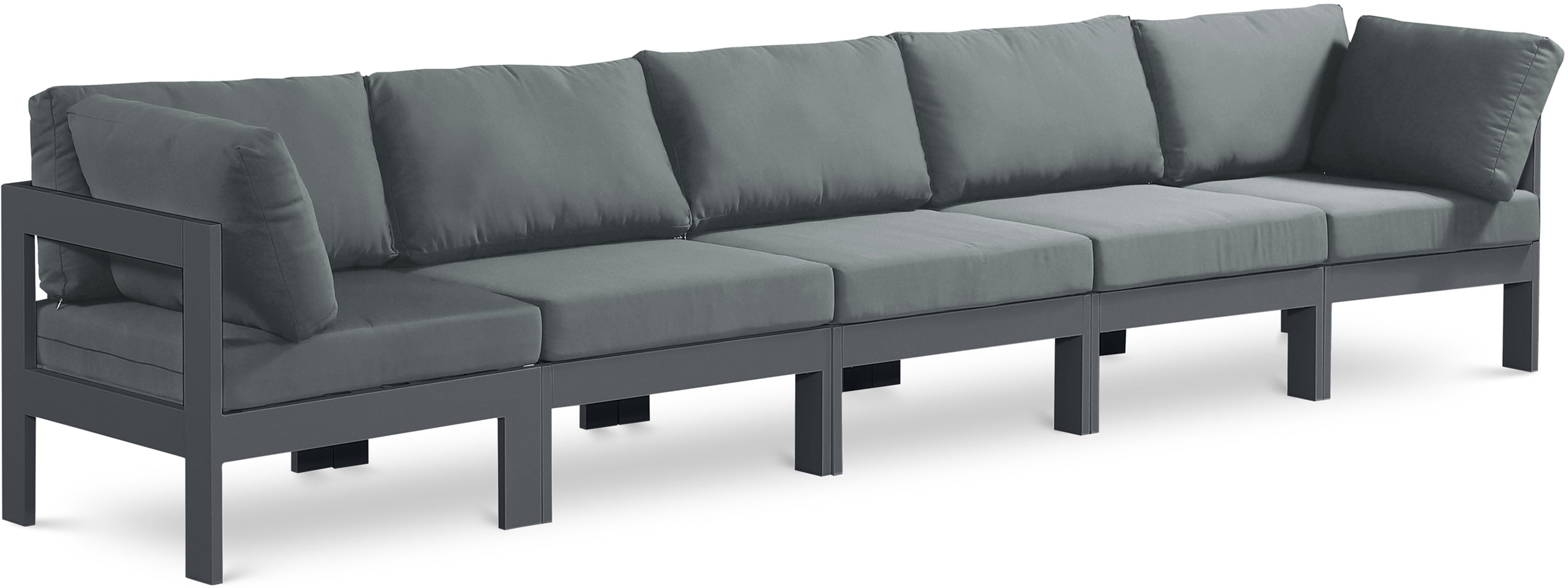 Nizuc Grey Water Resistant Fabric Outdoor Patio Modular Sofa