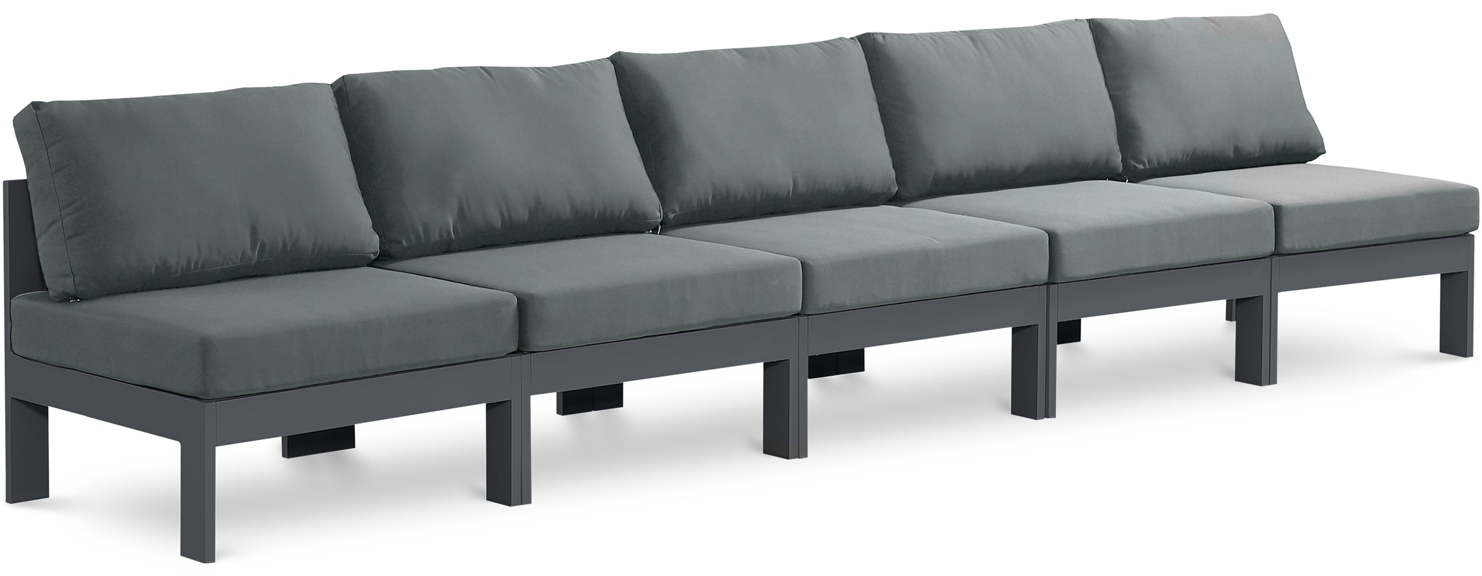 Nizuc Grey Water Resistant Fabric Outdoor Patio Modular Sofa