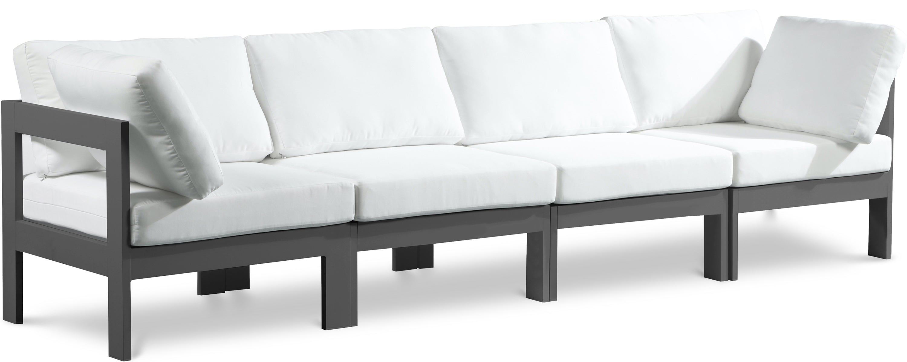 Nizuc White Water Resistant Fabric Outdoor Patio Modular Sofa