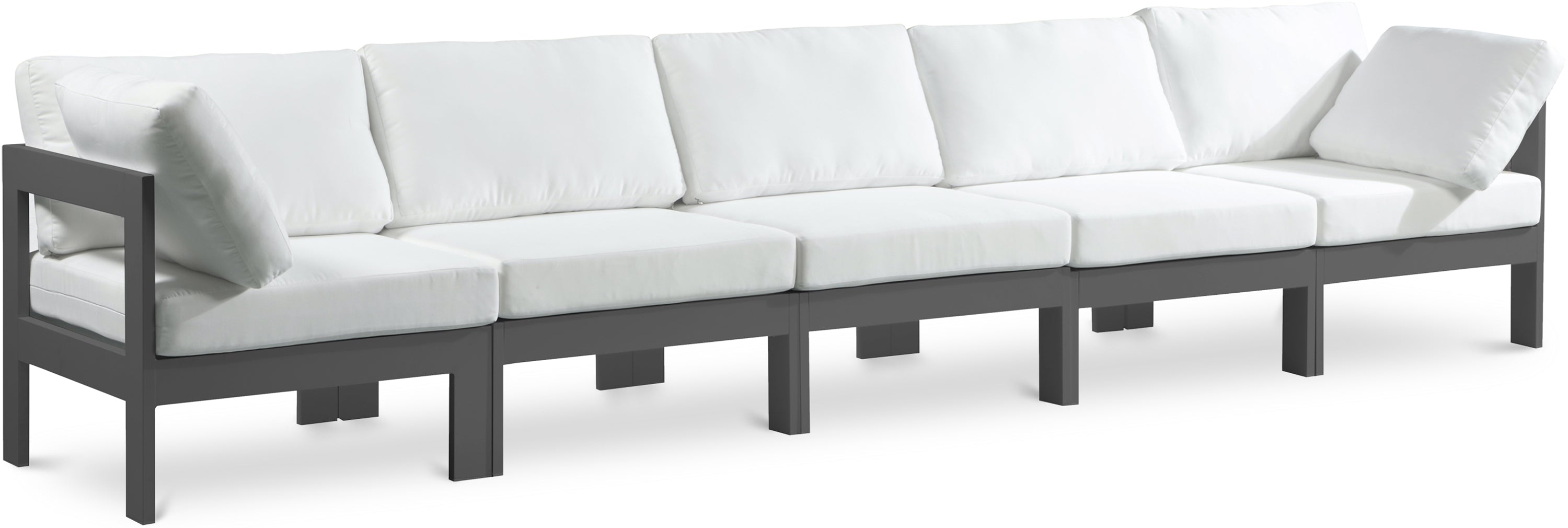 Nizuc White Water Resistant Fabric Outdoor Patio Modular Sofa