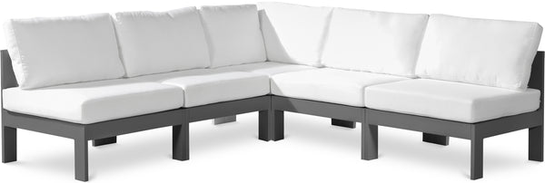 Nizuc White Water Resistant Fabric Outdoor Patio Modular Sectional