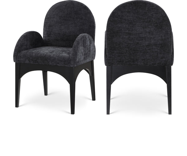 Waldorf Black Chenille Fabric Dining Chair