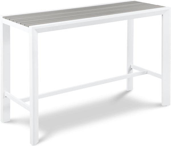 Nizuc Grey Wood Look Accent Paneling Outdoor Patio Aluminum Rectangle Bar Table