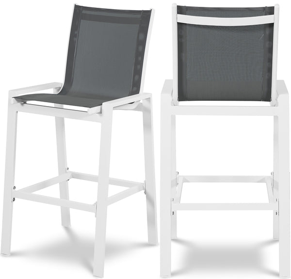 Nizuc Grey Mesh Water Resistant Fabric Outdoor Patio Aluminum Mesh Barstool