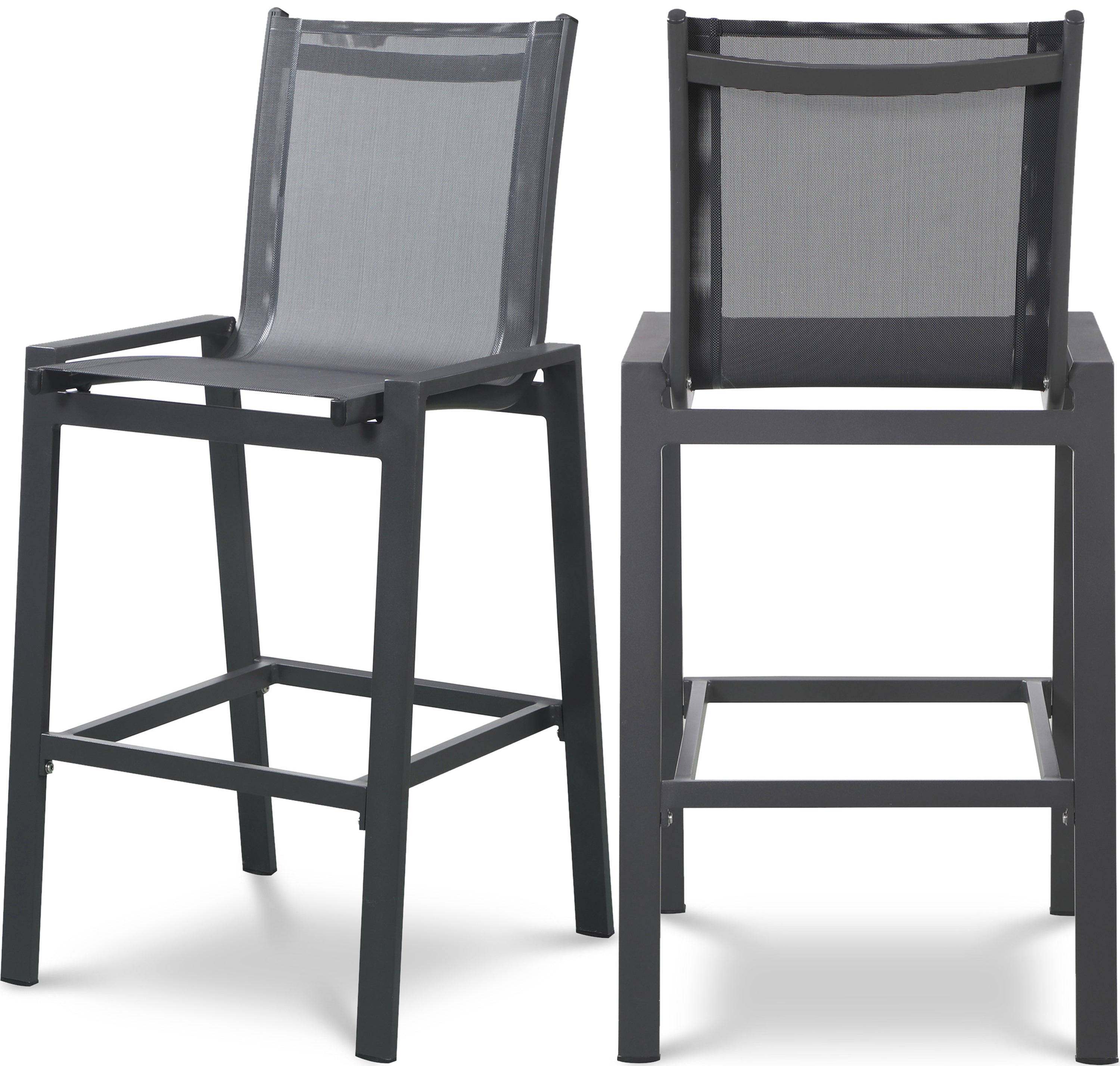 Nizuc Black Mesh Water Resistant Fabric Outdoor Patio Aluminum Mesh Barstool