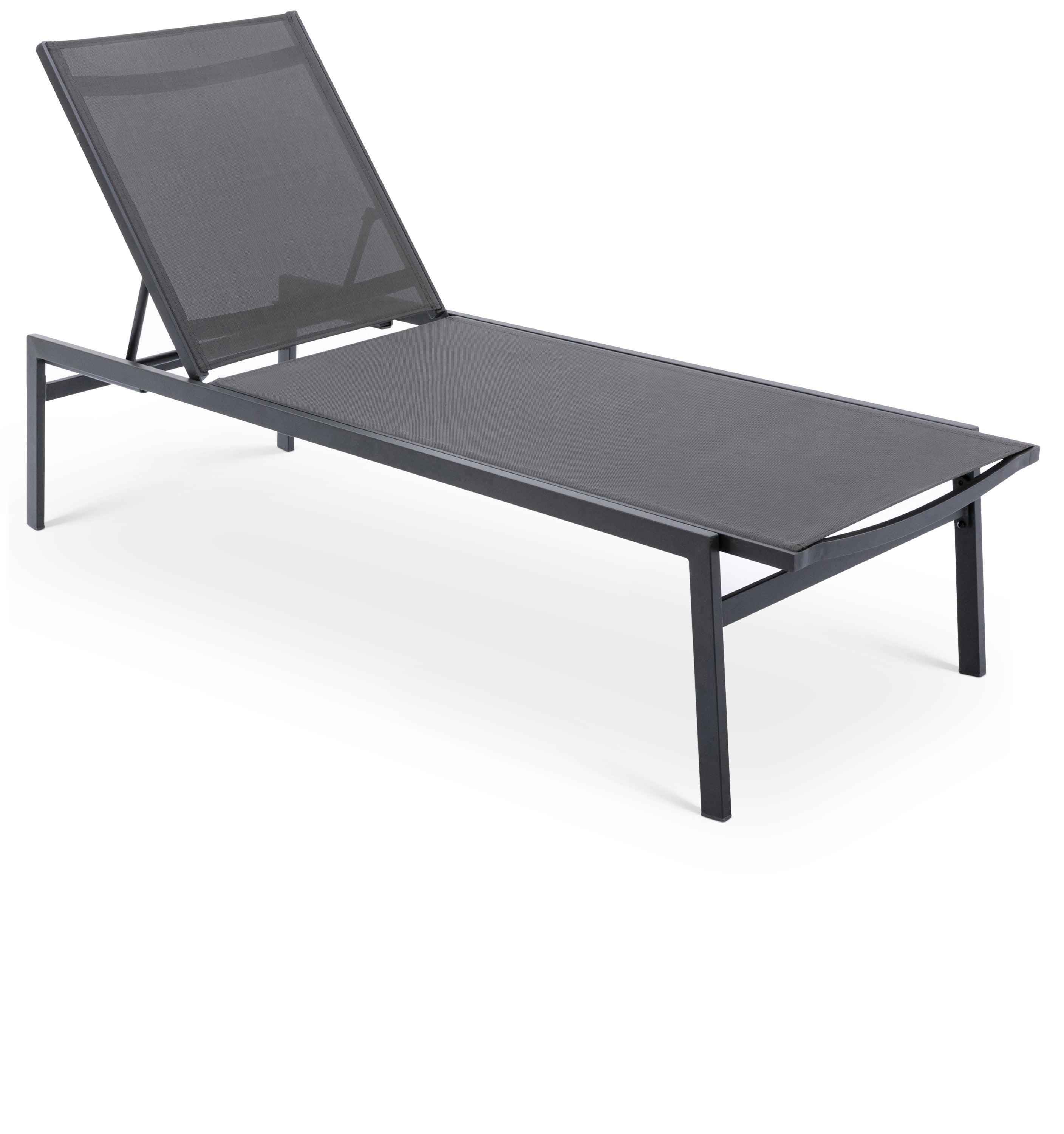 Santorini Grey Resilient Mesh Water Resistant Fabric Outdoor Patio Aluminum Mesh Chaise Lounge Chair