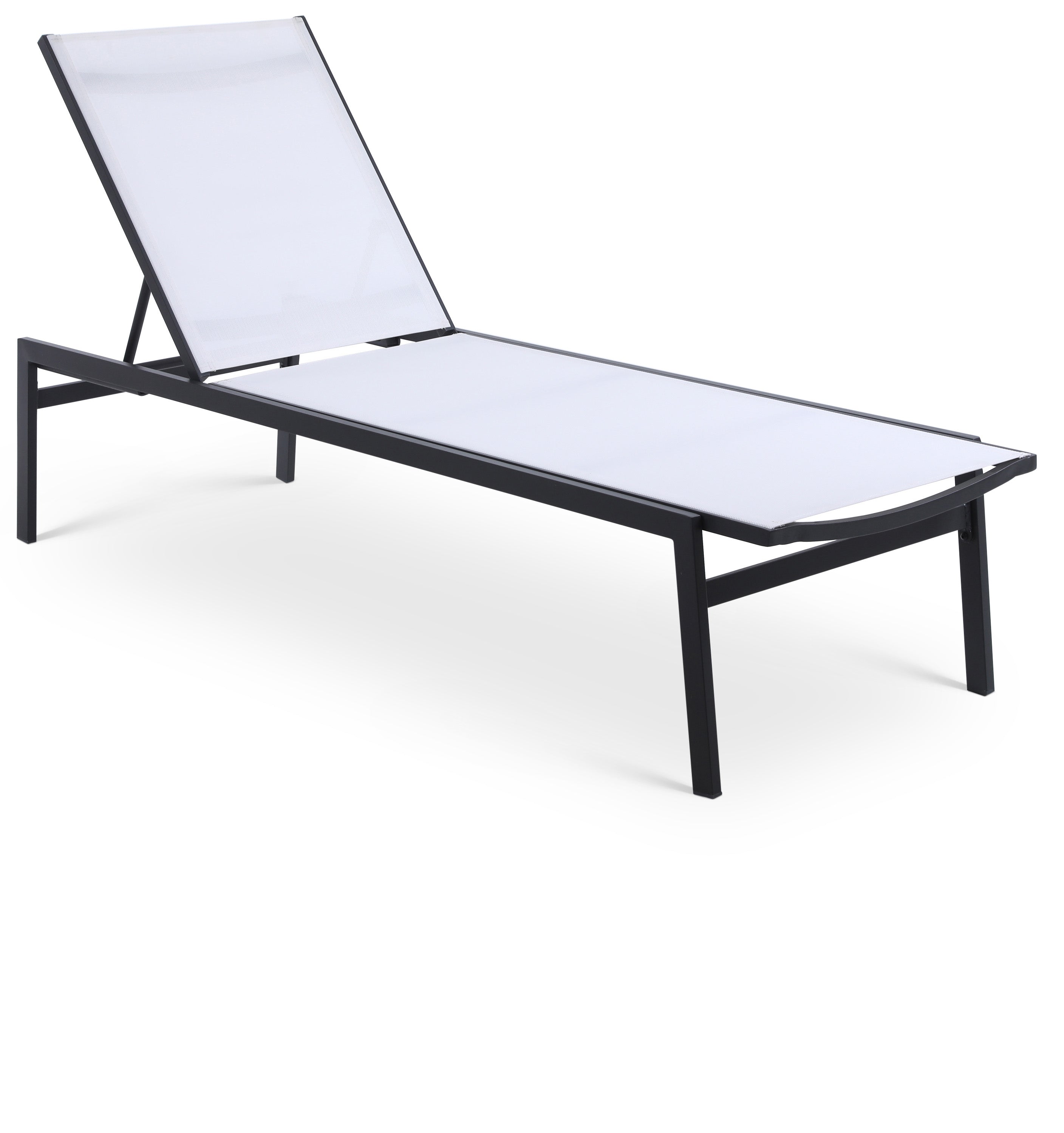 Santorini White Resilient Mesh Water Resistant Fabric Outdoor Patio Aluminum Mesh Chaise Lounge Chair