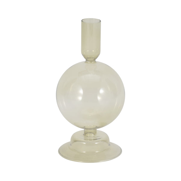 7" Glass Bubble Taper Candle Holder, Green