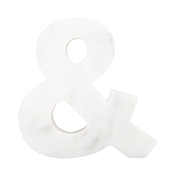 6" Marble Ampersand "&", White