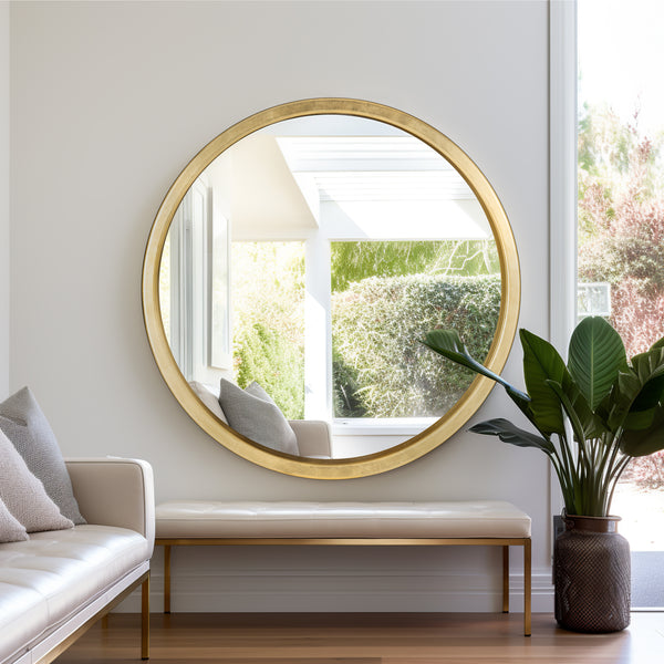 47x47,  Gold Circle Mirror