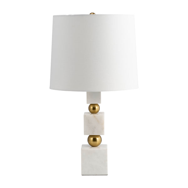 Marble, 24" Cubes & Orbs Table Lamp, White/gold