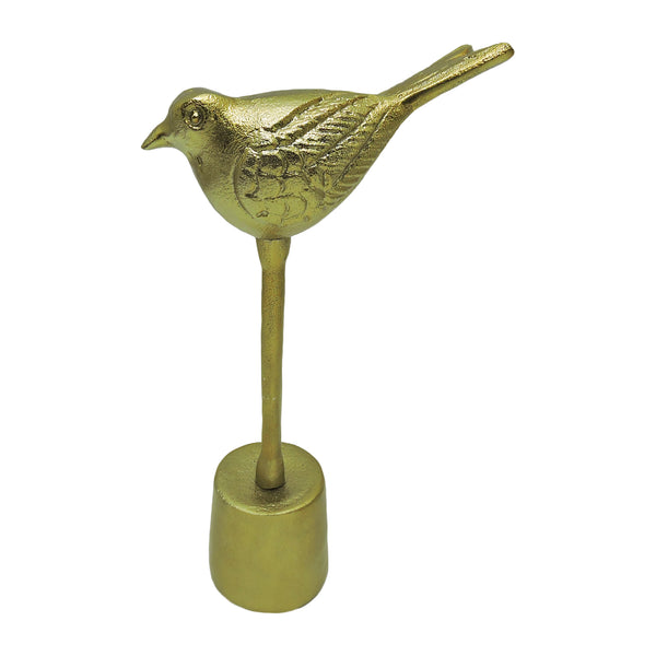 Metal, 12"h Bird On Base, Gold