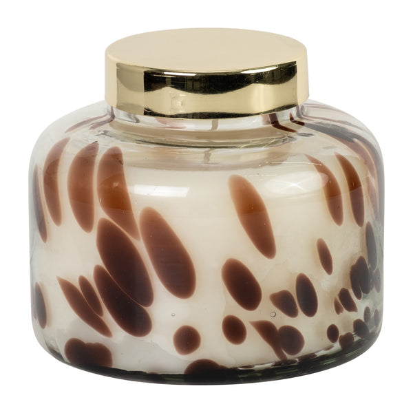 5" 22 Oz Cinnamon Speckle Glass Lid Candle, Brown