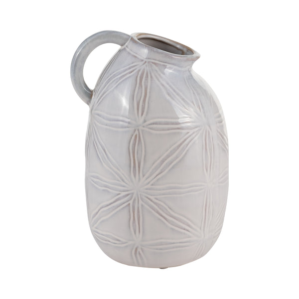 Cer, 8" Tribal Pitcher, Ivory