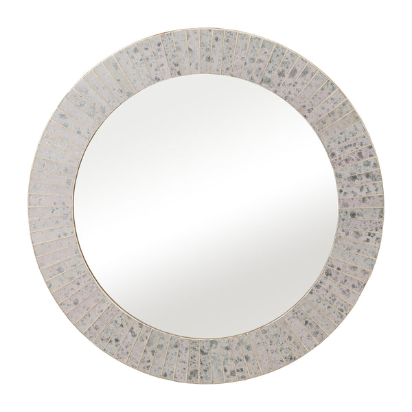 Mosaic 24" Rnd Tiled Mirror Chmpg