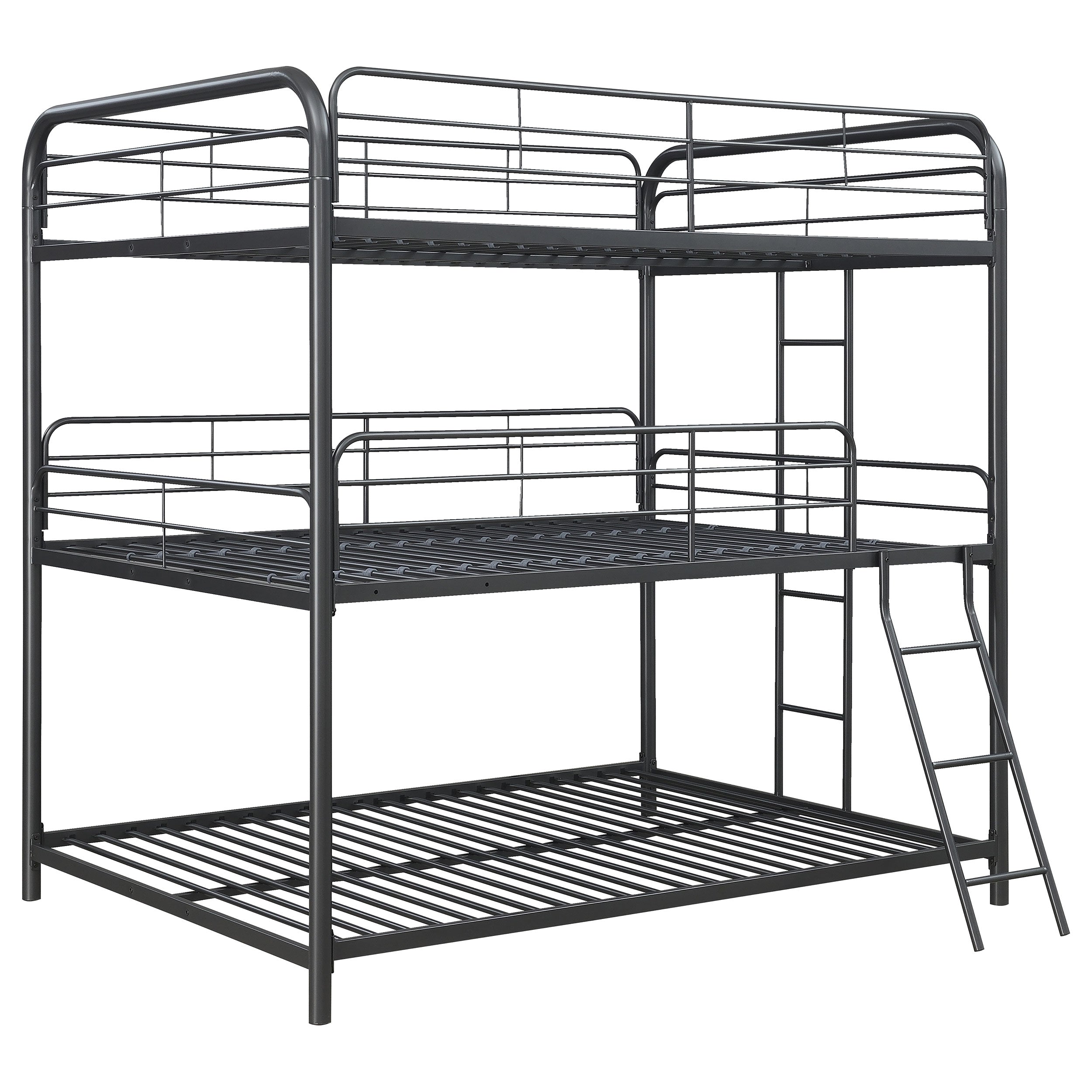 Garner Triple Full Bunk Bed with Ladder Gunmetal