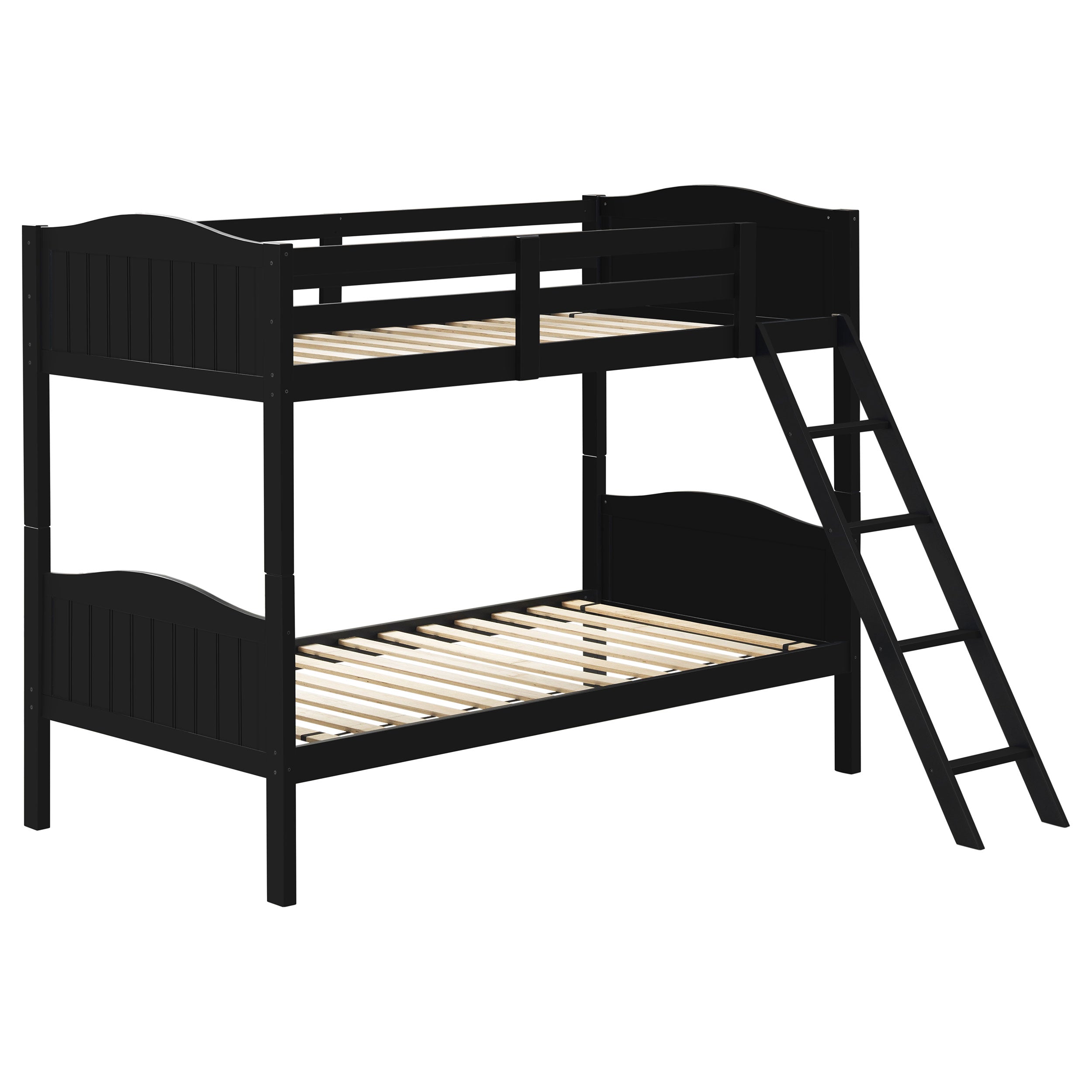 Arlo Twin Over Twin Bunk Bed with Ladder Black