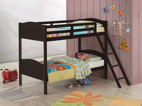 Arlo Twin Over Twin Bunk Bed with Ladder Espresso