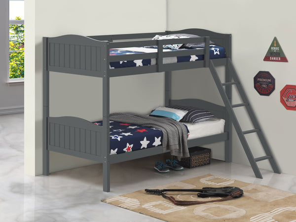 Arlo Twin Over Twin Bunk Bed with Ladder Grey