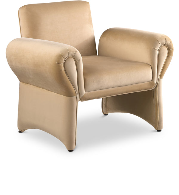 Fleurette Camel Velvet Accent Chair