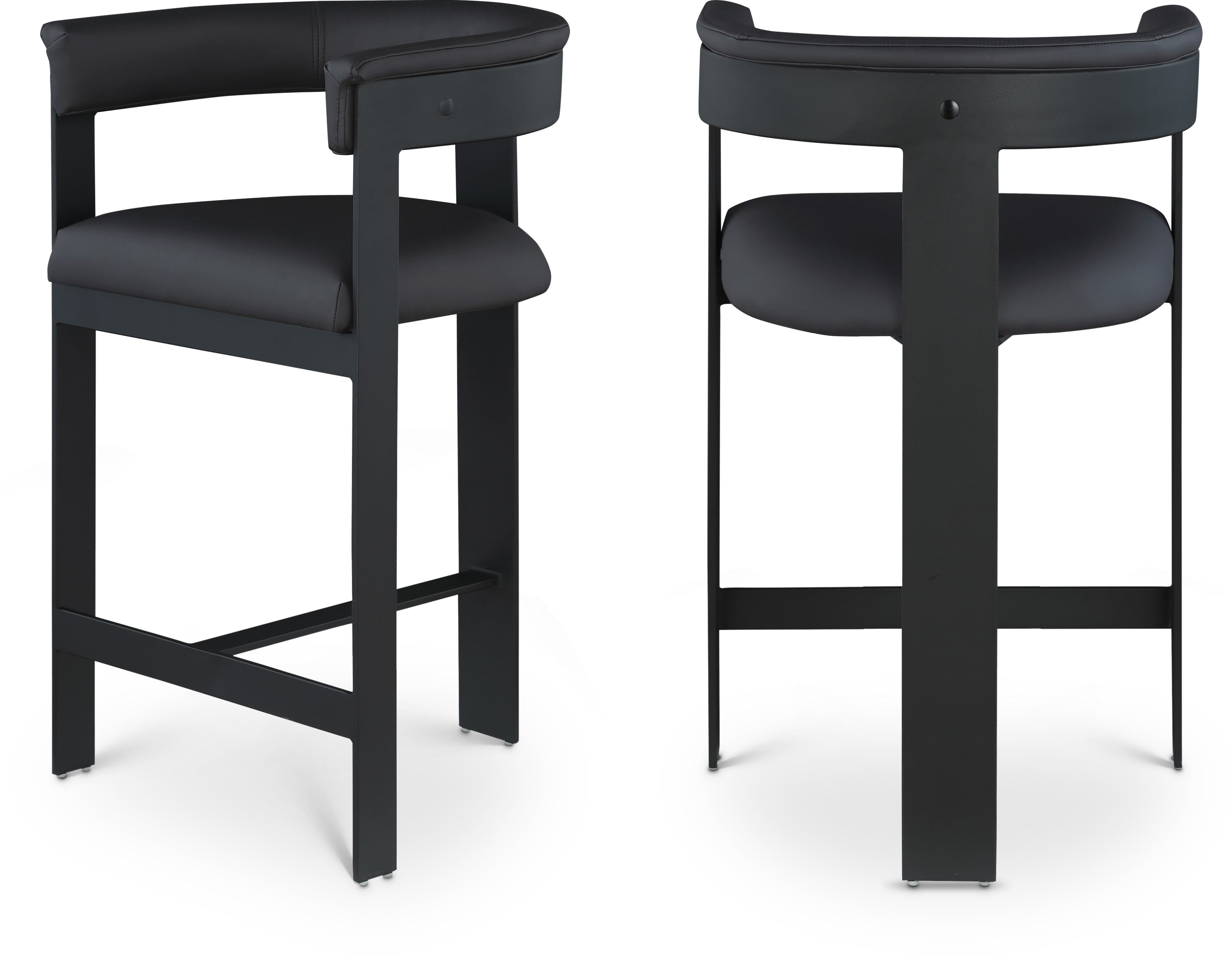 Romeo Black Vegan Leather Counter Stool