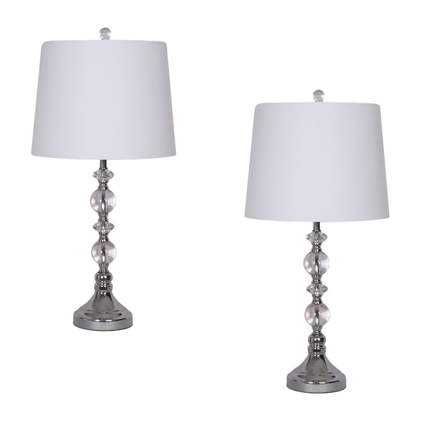 S/2 Crystal 26" Table Lamp, Silver